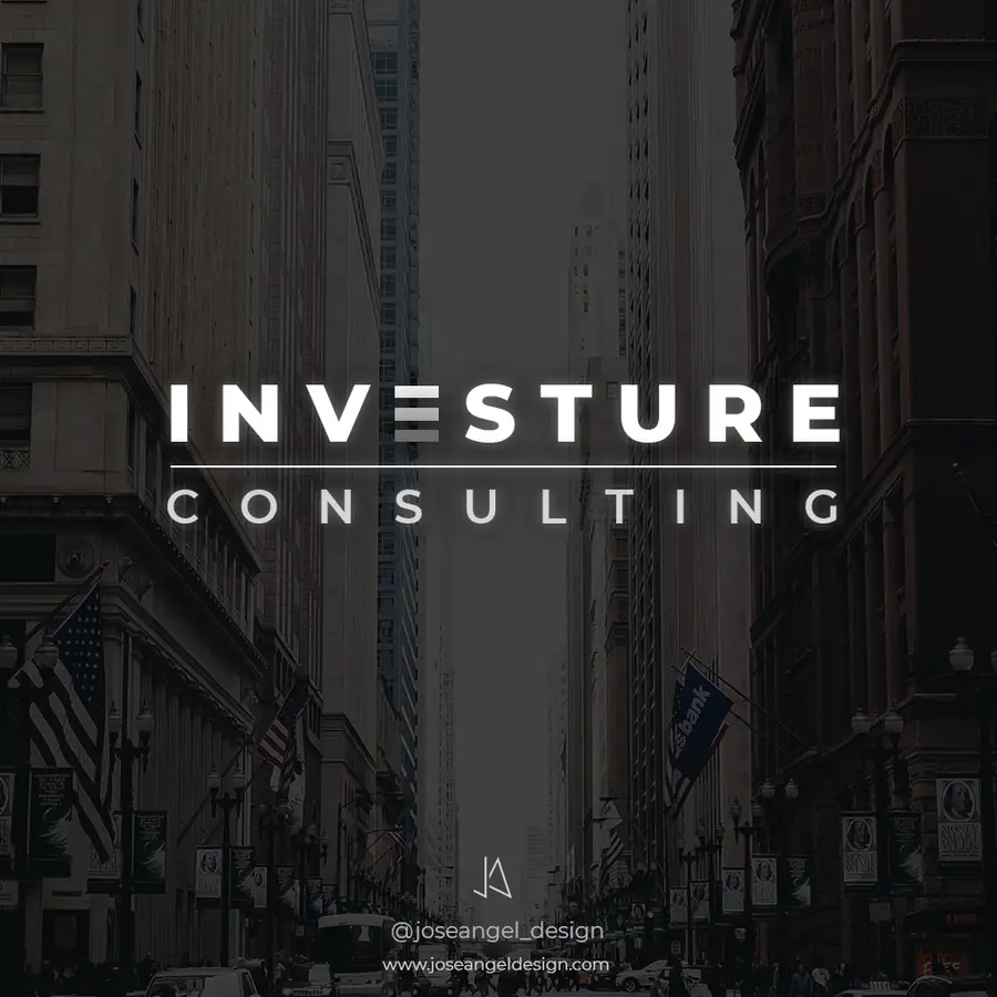 Logotipo de Investure Consulting sobre fondo urbano, imagen 1 de 3