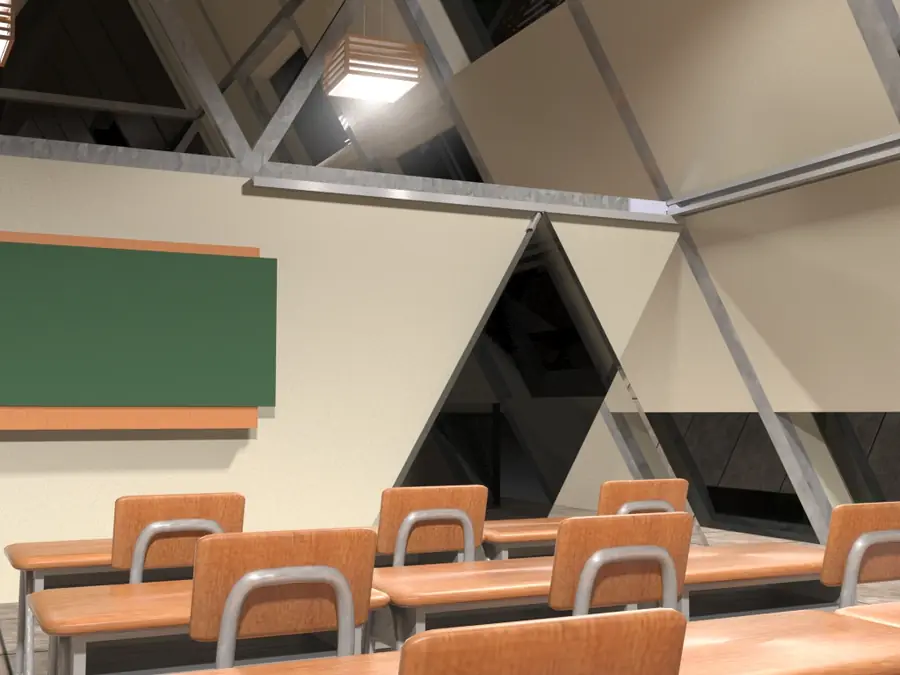 Render de la escuela autosostenible, imagen 4 de 5