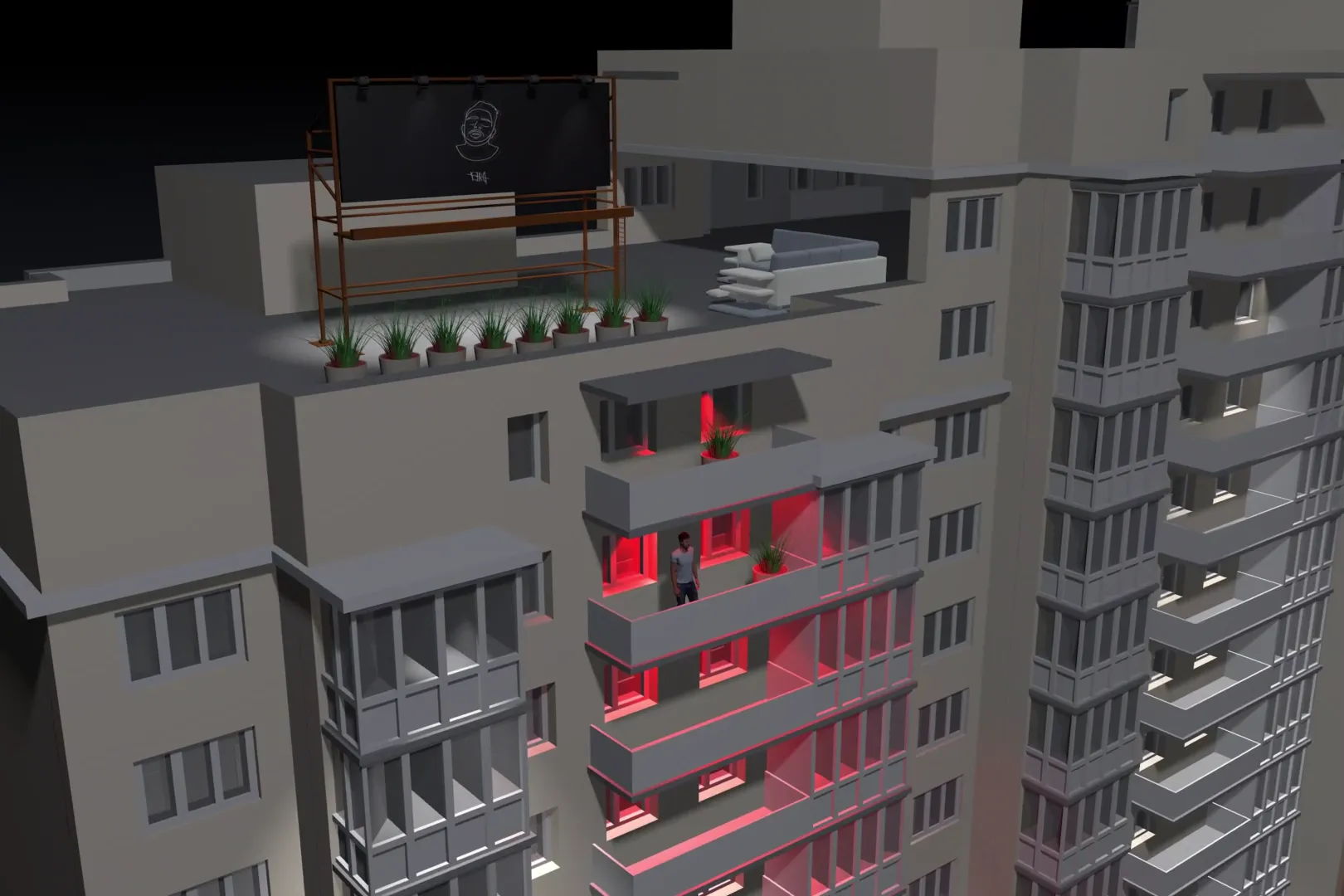 Fotograma de la animación 3D para vídeo musical